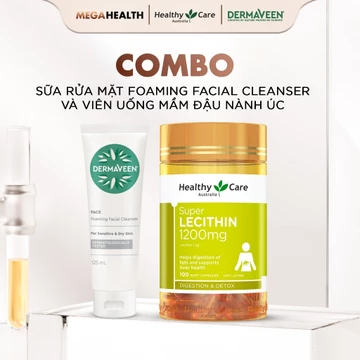 Mầm Đậu Nành Healthy Care Lecithin 100V & Sữa Rửa Mặt DermaVeen 125ml Đẹp Da & Cân Bằng Nội Tiết
