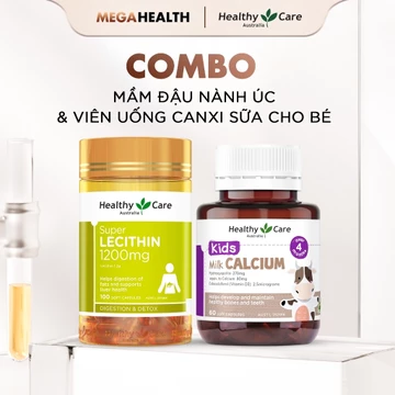 [DEAL MỞ BÁN] Combo mầm đậu nành Lecithin & canxi sữa cho bé Milk Calcium – Healthy Care 1200MG - HỘP 100 VIÊN