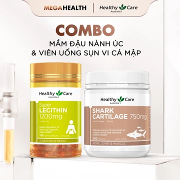 [DEAL MỞ BÁN] Combo mầm đậu nành Lecithin & sụn vi cá Shark Cartilage 1200MG (100 VIÊN) – Healthy Care
