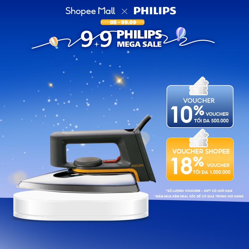 Bàn ủi khô PHILIPS HD1172 /01 1000W - Hàng chính hãng