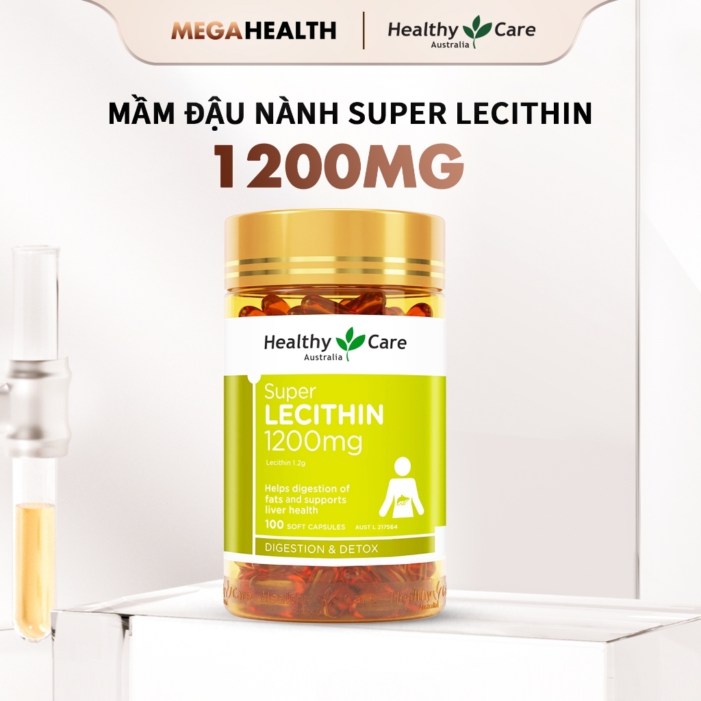 [SVIP] Mầm đậu nành Super Lecithin 1200mg – Hỗ trợ nội tiết tố nữ – Healthy Care (100 viên)