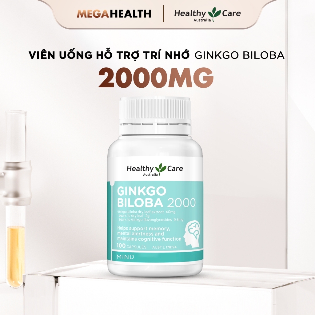 [DEAL MỞ BÁN] Viên uống hỗ trợ tuần hoàn Ginkgo Biloba 2000mg – Hộp 100 Viên – Healthy Care
