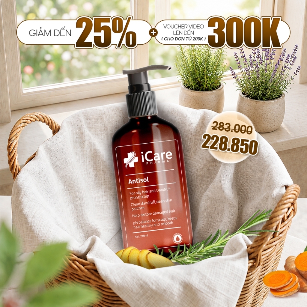 Dầu Gội Sạch Gàu Chiết Xuất Dược Liệu Antisol | Thương Hiệu iCare Pharma