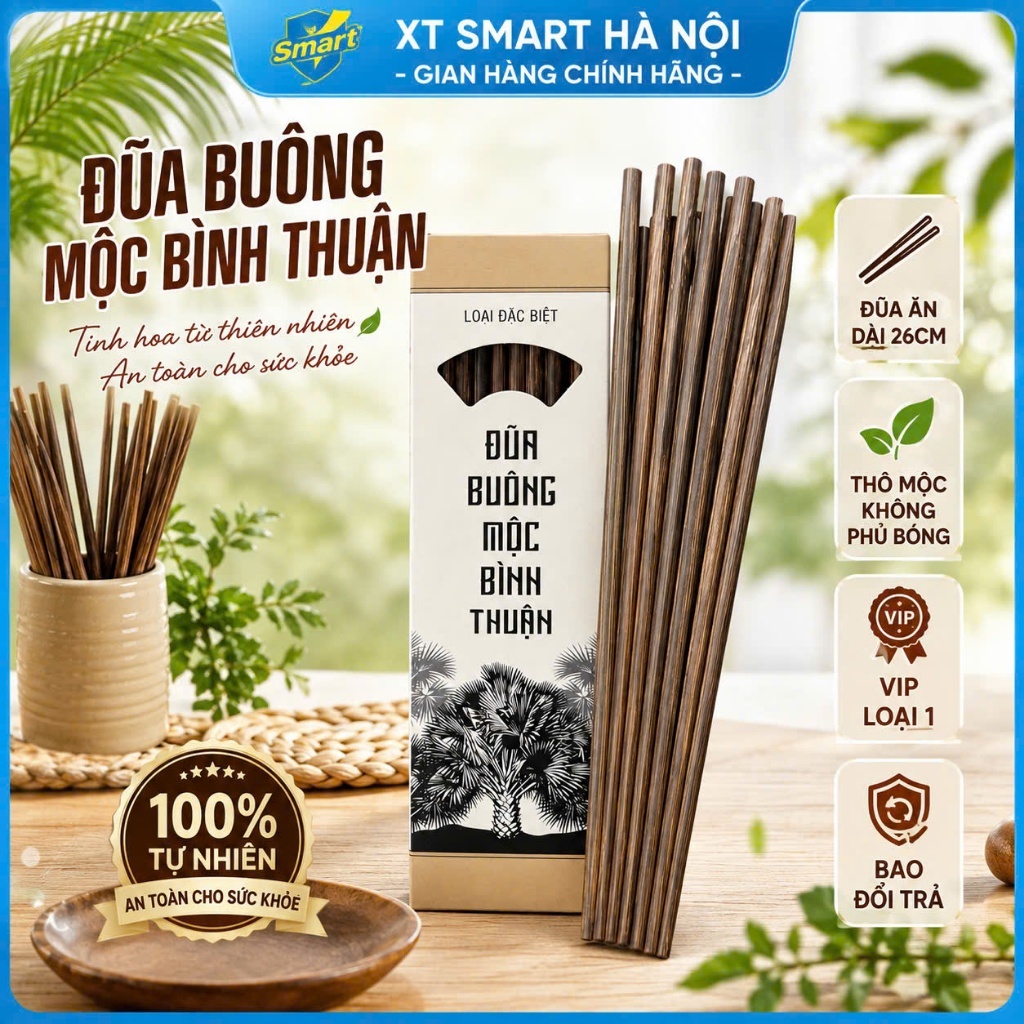 Đũa Buông Bình Thuận Loại VIP - Đũa Buông Mộc Tự Nhiên,Không Cong Vênh, An Toàn Sức Khỏe, Chống Mốc
