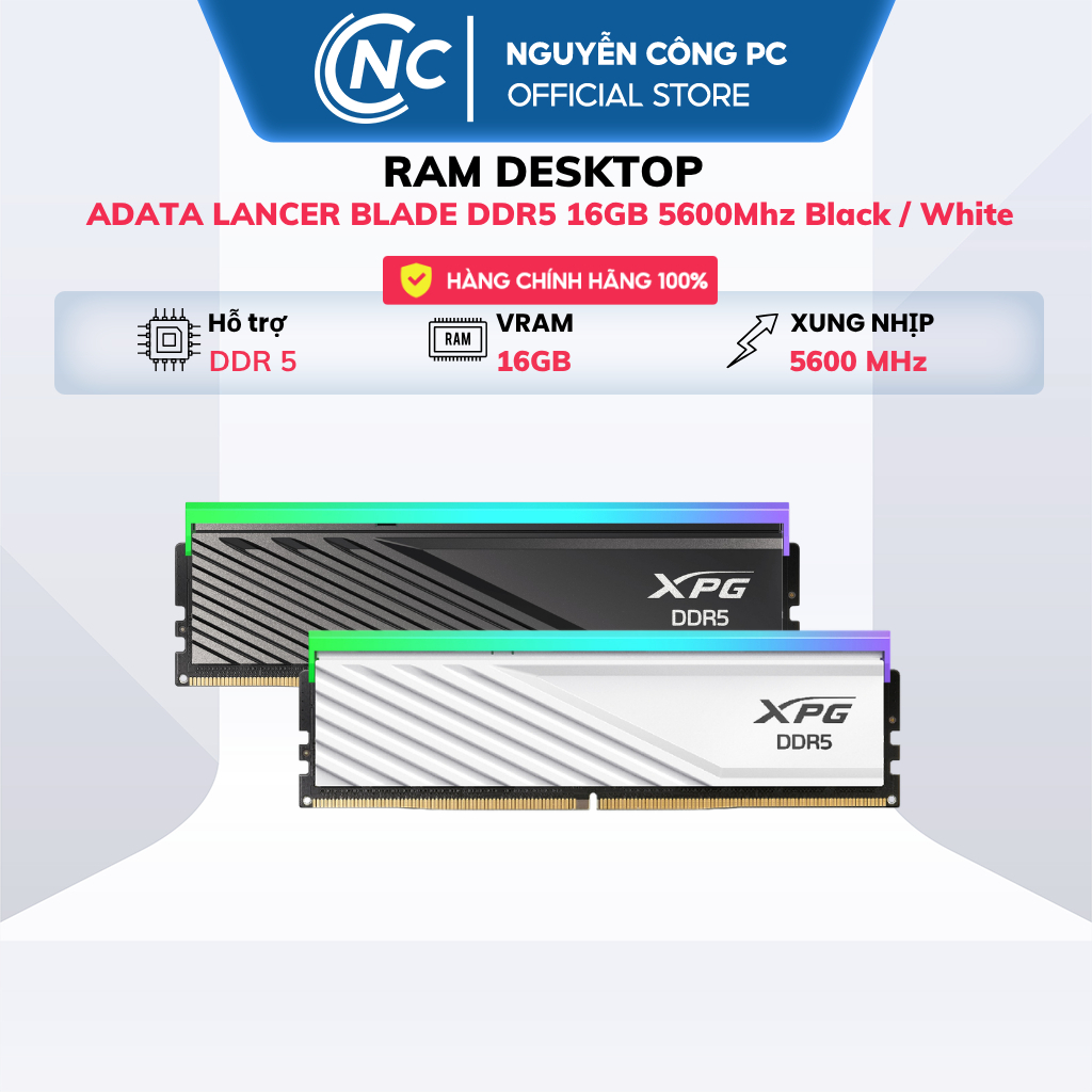 RAM ADATA LANCER BLADE DDR5 16GB 5600Mhz Black / White RGB – Hàng New – Full V – BH 60 tháng
