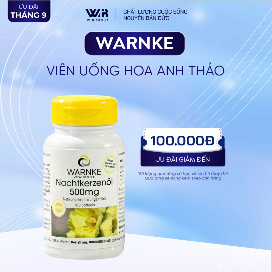 Tinh Dầu Hoa Anh Thảo Warnke Nachtkerzenöl 500mg Hỗ Trợ Cân Bằng Nội Tiết Tố Nữ, Giảm Đau Bụng Kinh | Wir Group