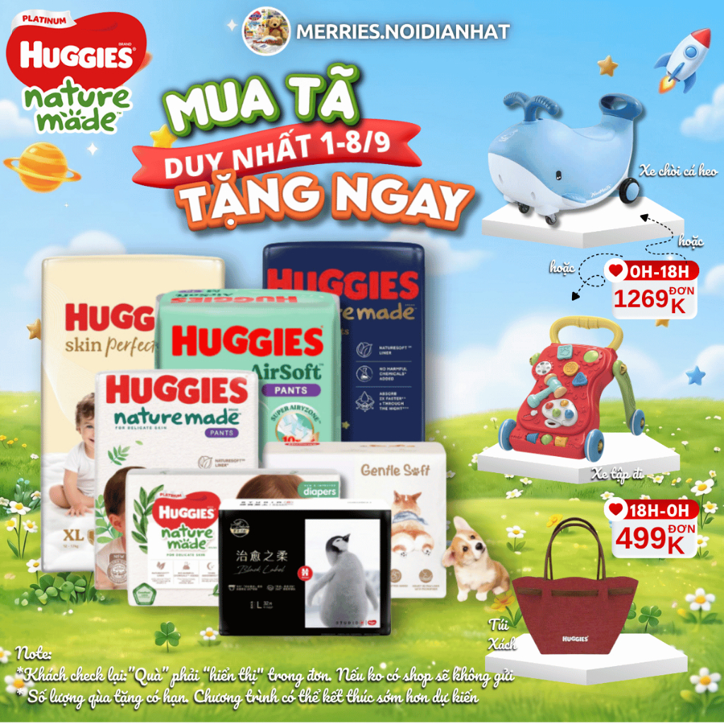 [HÀNG CHÍNH HÃNG CTY] Bỉm HUGGIES NATURE MADE size M58/L44/XL 38/XXL26/S82/NB60