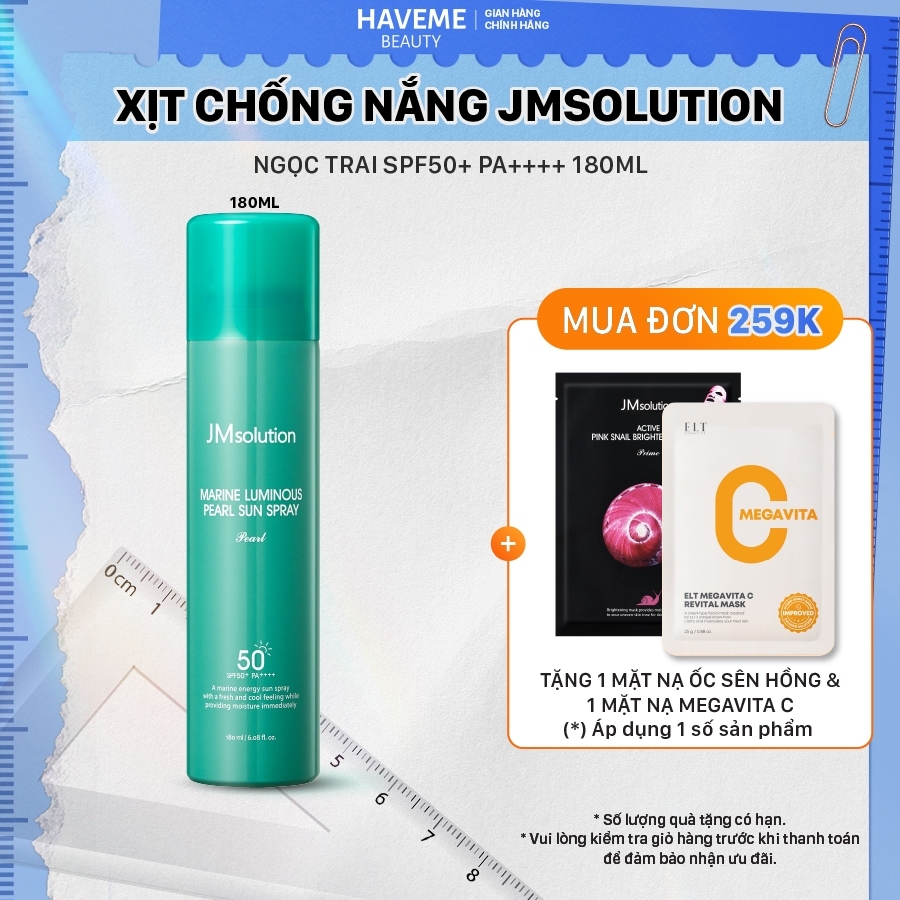 Xịt Chống Nắng JMsolution SPF50+, PA++++ 180ml Dưỡng Ẩm, Mỏng Nhẹ, Thẩm Thấu Nhanh, Không Gây Bí Da, Dùng Cho Mặt & Body