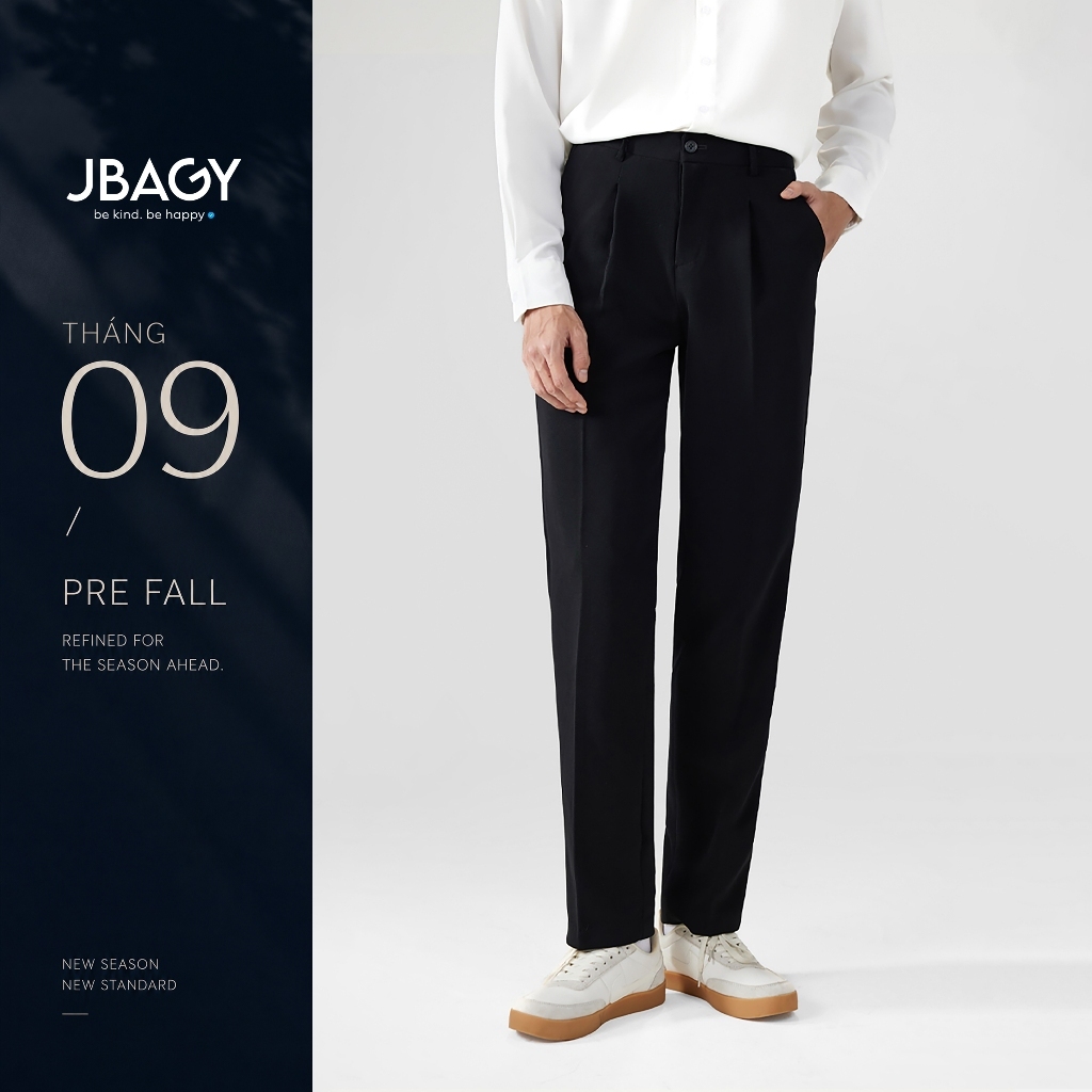 Quần tây nam hàn quốc JBAGY dáng baggy vải co giãn dày dặn dáng suông ống rộng, màu đen, kem  JA0101