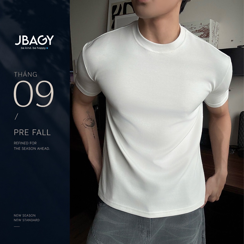 Áo thun nam Muscle Fit vải Cotton Hàn mềm mịn tôn dáng - JT2503