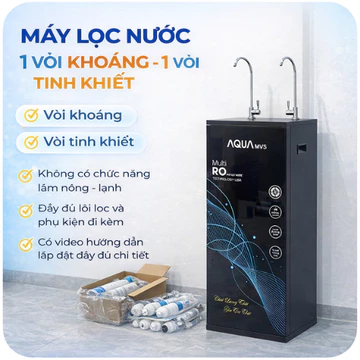 Máy Lọc Nước RO AQUA Mới Có Vỏ Tủ 2 Vòi 4-11 Cấp Lọc có bổ sung ion kiềm hdrogen ( không có chức năng làm nóng lạnh)