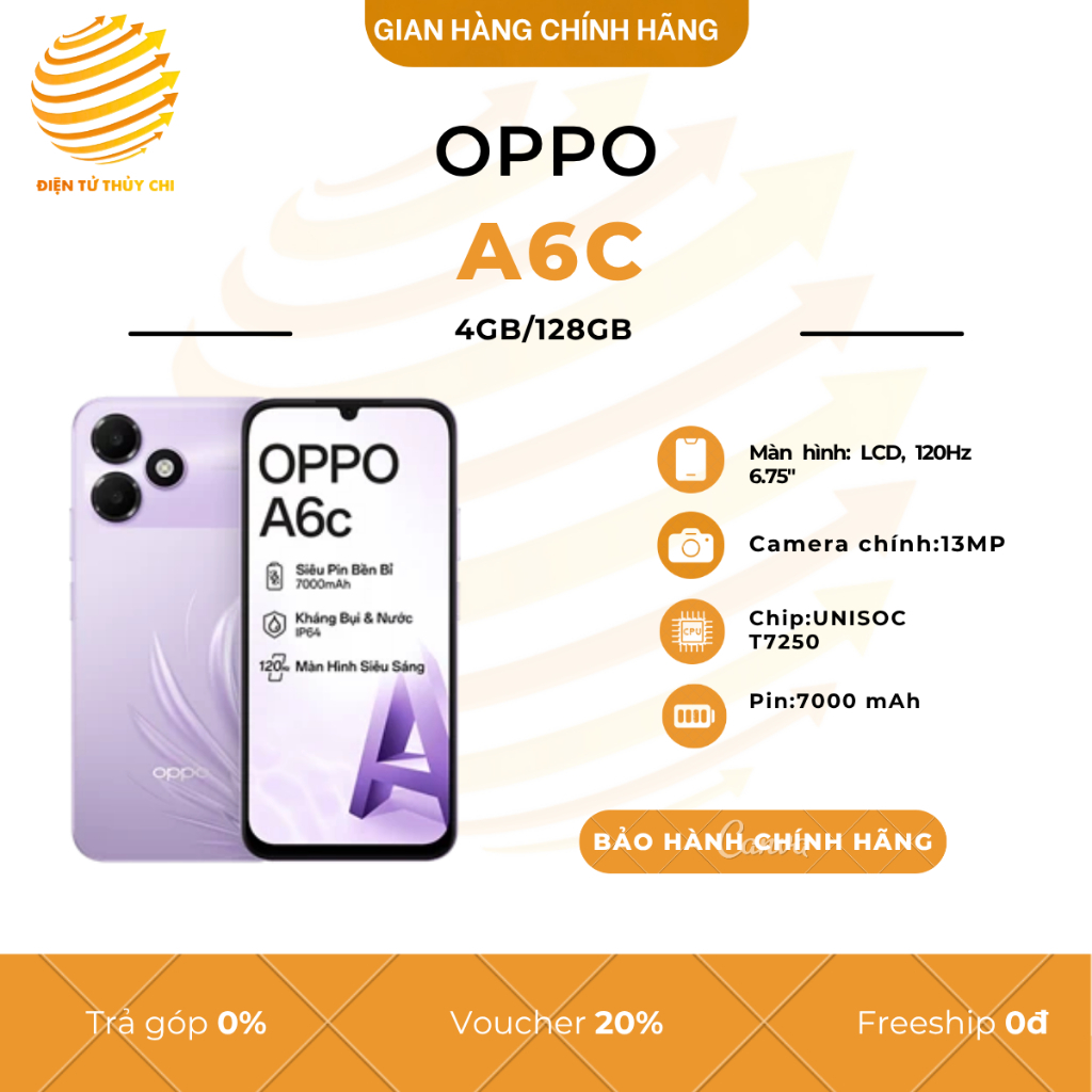 Điện thoại OPPO A6C 4GB/128GB - Hàng Chính Hãng