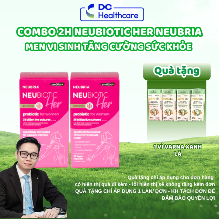 BỘ 2 HỘP Men Vi Sinh 25 Tỉ Lợi Khuẩn Neu Her Neubria Neubiotic Her - Bổ Sung Lợi Khuẩn (Hộp 30 Viên)
