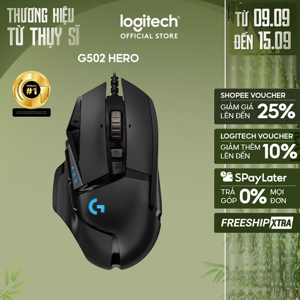 Chuột gaming có dây Logitech G502 Hero - Cảm biến Hero 25k, RGB, 11 nút lập trình