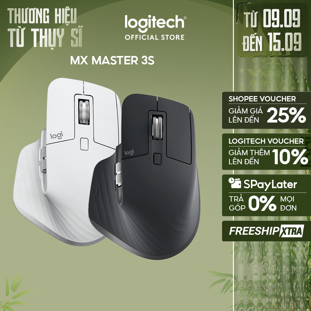 Chuột không dây Bluetooth Logitech MX Master 3s – Yên tĩnh, 8K DPI, Cuộn siêu nhanh, sạc USB-C