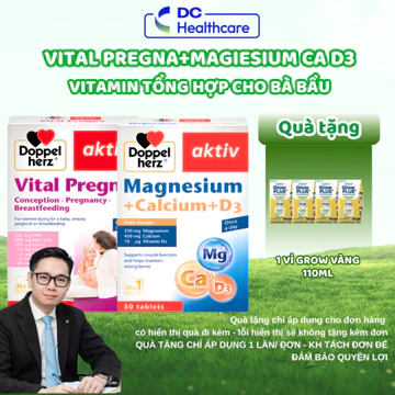 [COMBO VITAMIN BẦU] VITAL PREGNA, MAGNESIUM CALCIUM D3 - Vitamin Tổng Hợp, Canxi, Magie, Sắt Bầu