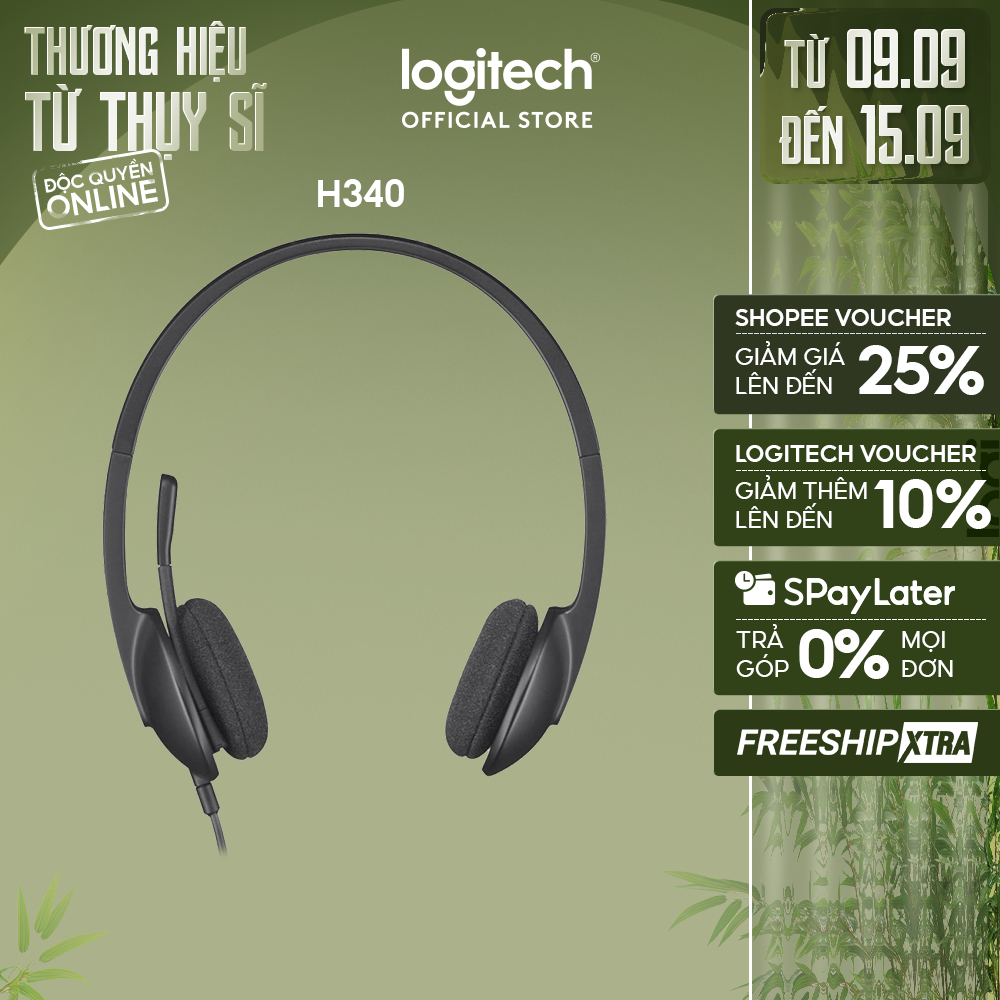 Tai nghe có dây Logitech H340 - Mic giảm ồn, kết nối USB-A