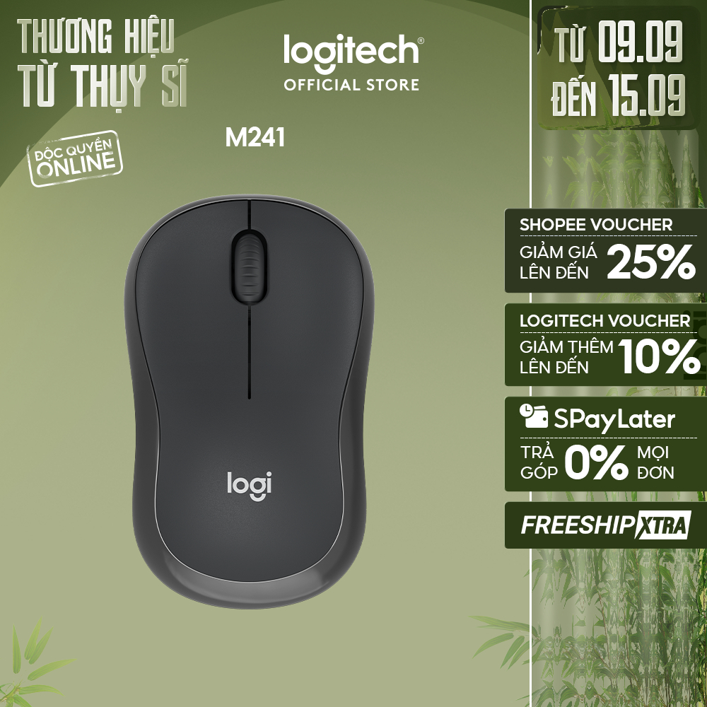 Chuột Bluetooth Logitech M241 Silent - Không dây, Nhỏ gọn, Tương thích Windows, macOS | BigBuy360 - bigbuy360.vn