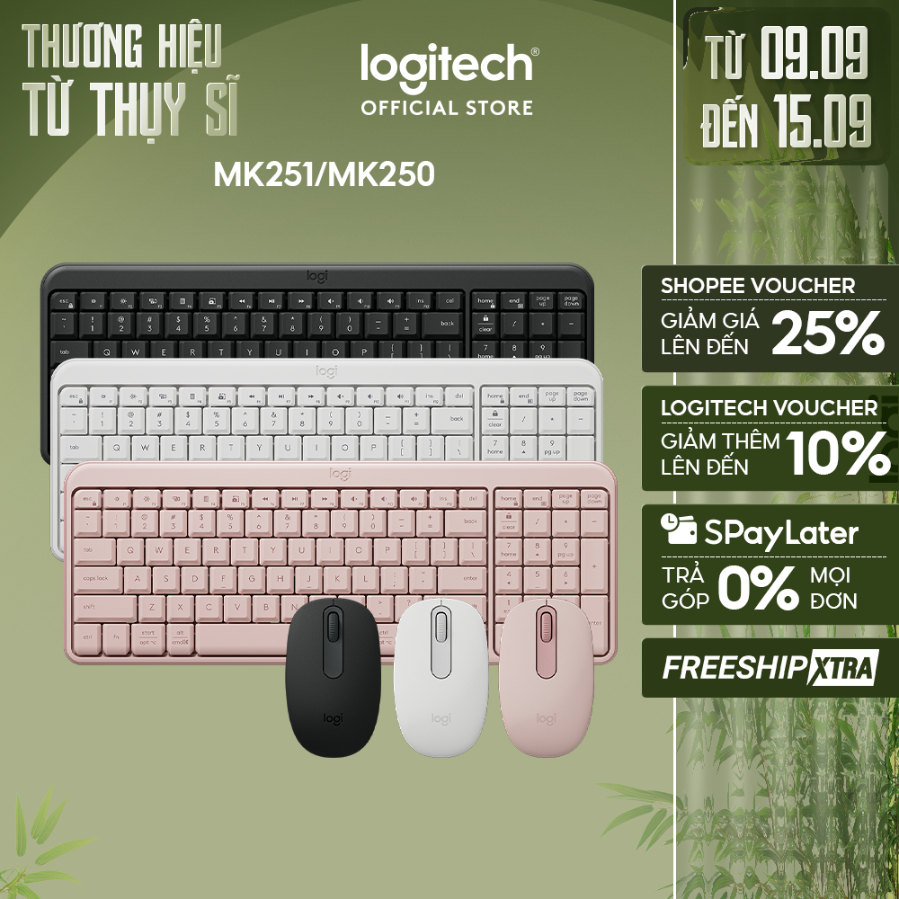 Combo Bàn phím & Chuột Bluetooth Logitech MK250 | MK251 - dễ kết nối, thiết lập, thiết kế nhỏ gọn