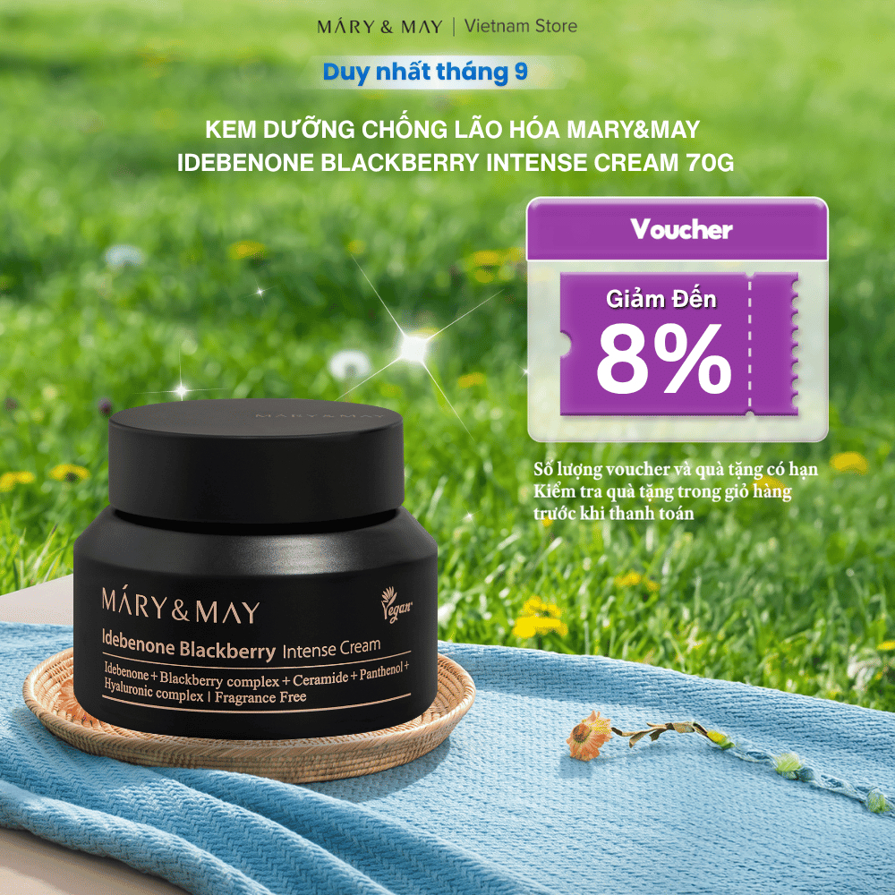 Kem Dưỡng Chống Lão Hóa Mary&May Idebenone blackberry intense Cream 70g
