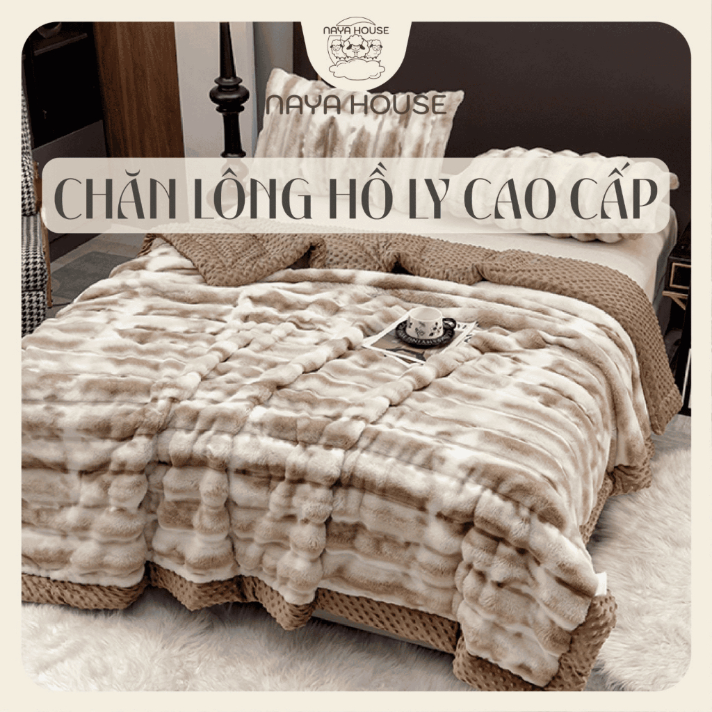 Chăn lông Hồ Ly Vân Sóng Naya House Chăn Đại Hàn Siêu Ấm, Không Rụng Lông, Kích Thước 2mx2m3 CL07