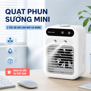Quạt Điều Hòa Mini Phun Sương 2 Vòi, Máy Lạnh Hơi Nước Để Bàn Có Quai Xách, Mini Air Cooler Tiết Kiệm Điện Làm Mát Nhanh