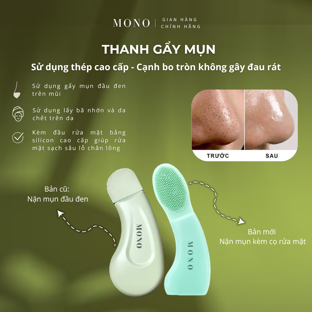 [CAO CẤP] CÂY NẶN MỤN ĐẦU ĐEN BÃ NHỜN & CỌ RỬA MẶT MONO - GIÚP ĐẨY MỤN ĐẦU ĐEN NHẸ NHÀNG KHÔNG ĐAU RÁT