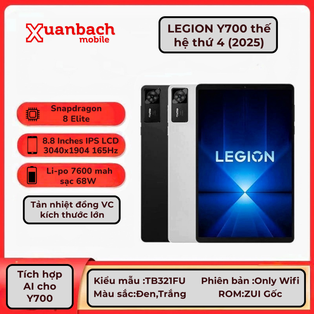 Máy tính bảng Lenovo Legion Y700 Gen 4 Snapdragon 8 Elite - Xuanbachmobile