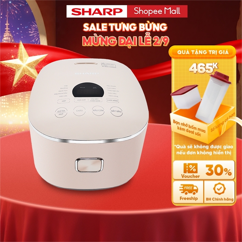 Nồi Cơm Điện Cao Tần Sharp KS-IH151V-RG - Dung Tích 1.5L - Công Nghệ IH Đa Năng 12 Chế Độ - Chính Hãng