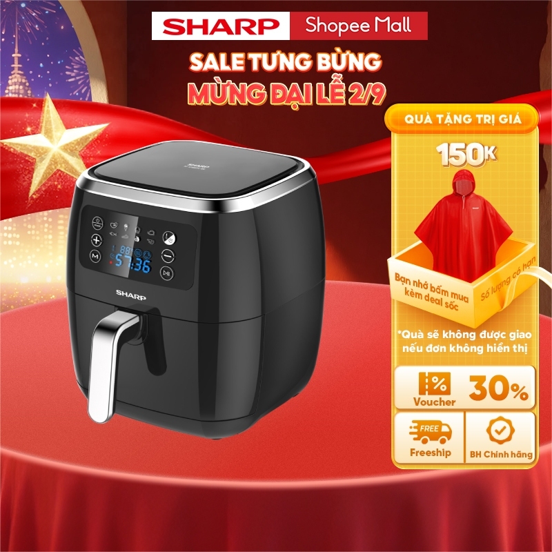 Nồi chiên Không dầu KF-AF68EPV-BK [Dung tích 6.8L, Điều khiển cảm ứng thông minh, 8 chức năng nấu]