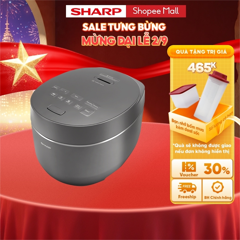 Nồi Cơm Điện Cao Tần Áp Suất Sharp KS-XW181V-S - Dung Tích 1.8L - 29 Chế Độ Nấu Chuyên Sâu - Công Suất 1300W - Chính Hãn