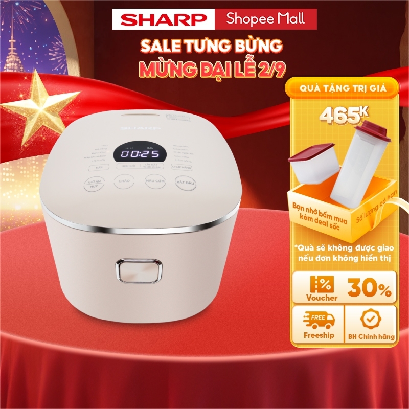 Nồi Cơm Điện Cao Tần Sharp KS-IH181V-RG - Dung Tích 1.8L - Công Nghệ IH Nấu Cơm Ngon 12 Chế Độ  - Chính Hãng