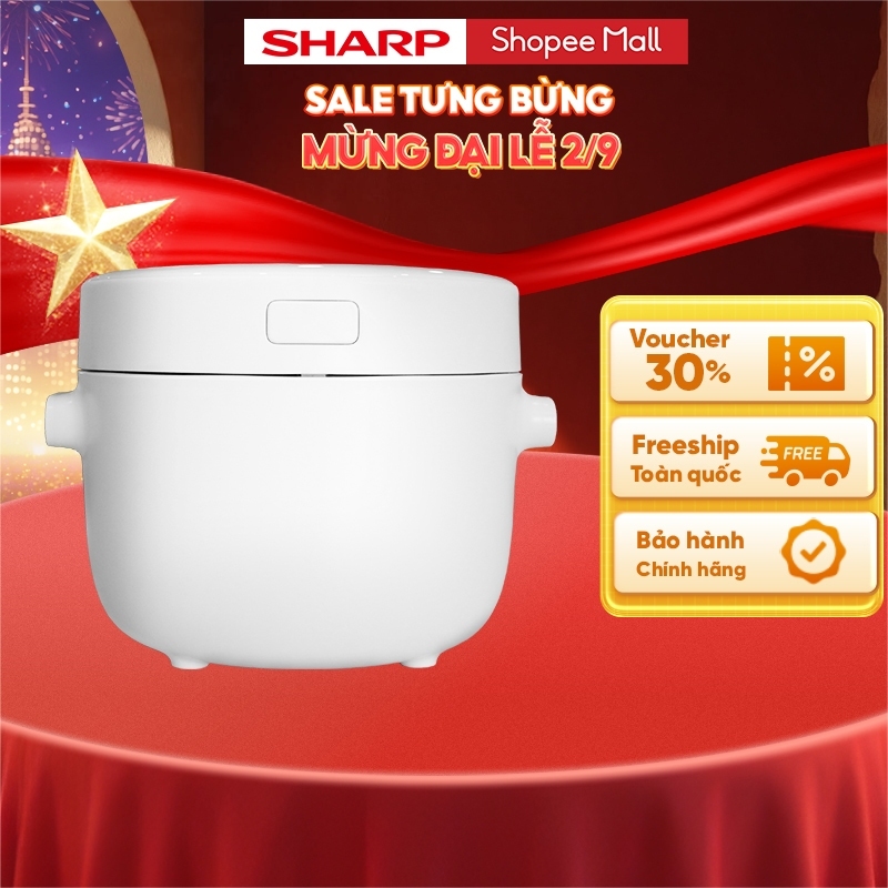 Nồi cơm điện Sharp KS-COM110DV-WH 1.1L 790W [Hẹn giờ, mâm nhiệt 3D, 10 chức năng nấu]