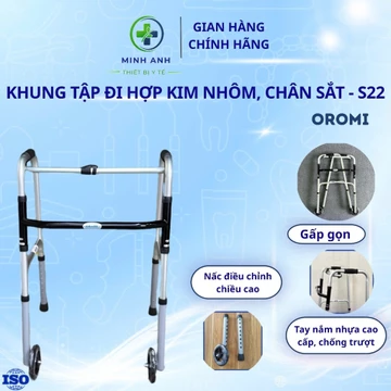 Xe Đẩy tập đi Oromi, ghế người già tập đứng có bánh xe to, khung tập đi dùng cho người già,người bị chấn thương khó đi