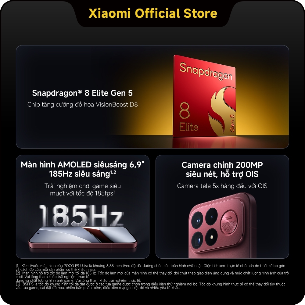 Điện thoại Xiaomi POCO F9 Ultra（12+256GB|16+512GB|16+1TB) |Pin lớn 8050mAh (typ)|Sạc nhanh HyperCharge có dây 100W | BigBuy360 - bigbuy360.vn