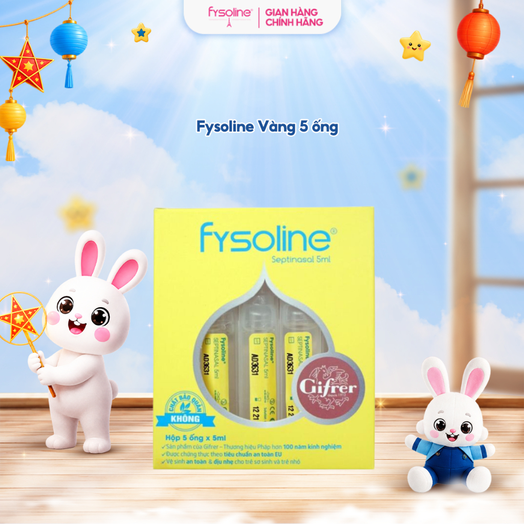 Nước Muối Sinh Lý Kháng Khuẩn Pháp FYSOLINE-Hỗ Trợ Giảm Nghẹt Mũi, Sổ Mũi,
