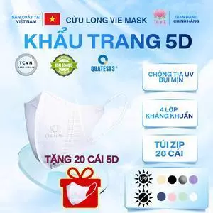 4 LỚP 100 TẶNG 20 TBVIE MASK - Khẩu Trang 5D 4 Lớp Kháng Khuẩn CỬU LONG - Miễn Phí Vận Ch