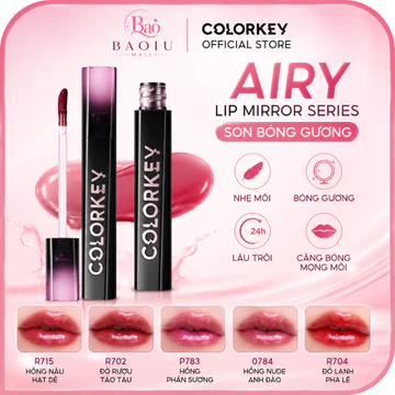 Son bóng gương Colorkey Airy Lip Mirror Series 2,5gram - chính hãng, căn bóng lâu trôi hiệu ứng gương