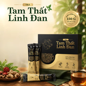 TRÀ TAM THẤT LINH ĐAN- HỘP 30 GÓI x 3G - DẠNG BỘT NGUYÊN CHẤT TỪ TAM THẤT+ ĐAN SÂM+ CAO LINH CHI