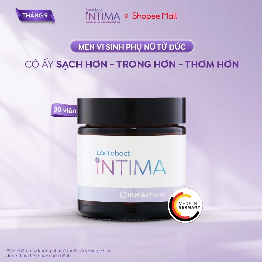Men vi sinh phụ khoa Lactobact Intima bổ sung lợi khuẩn, Cranberry, D-Mannose từ Đức 1 hộp 30 viên