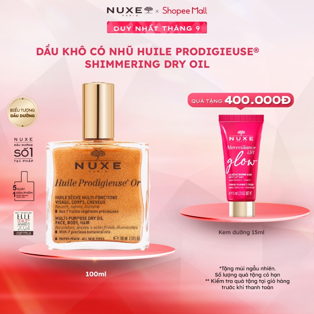 Dầu dưỡng khô đa năng có nhũ Nuxe Huile Prodigieuse Shimmering Dry Oil 100ml