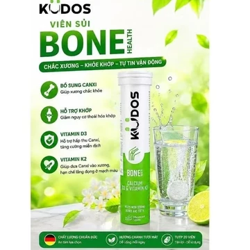 (Hàng Đức) Viên sủi KUDOS BONE HEALTH CALCIUM, D3 & VITAMIN K2 bổ sung calci, vitamin K2, vitamin D3