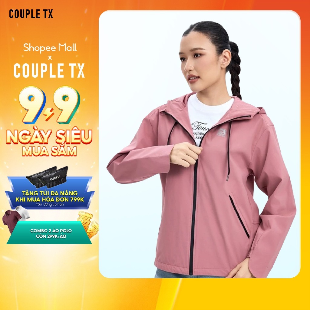 Áo Khoác Dù Nữ Couple TX Công Nghệ Trượt Nước Chống Thấm Cản Gió Signal Logo Form Relax WOP 2087