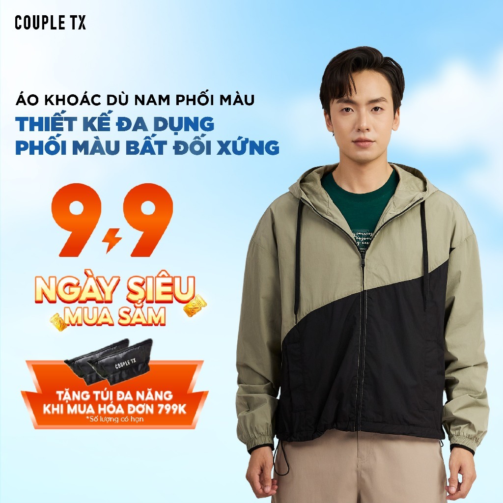Áo Khoác Dù Nam Couple TX 2 Lớp Cản Gió Phối Màu Năng Động Có Khóa Túi Form Rộng MOP 1100