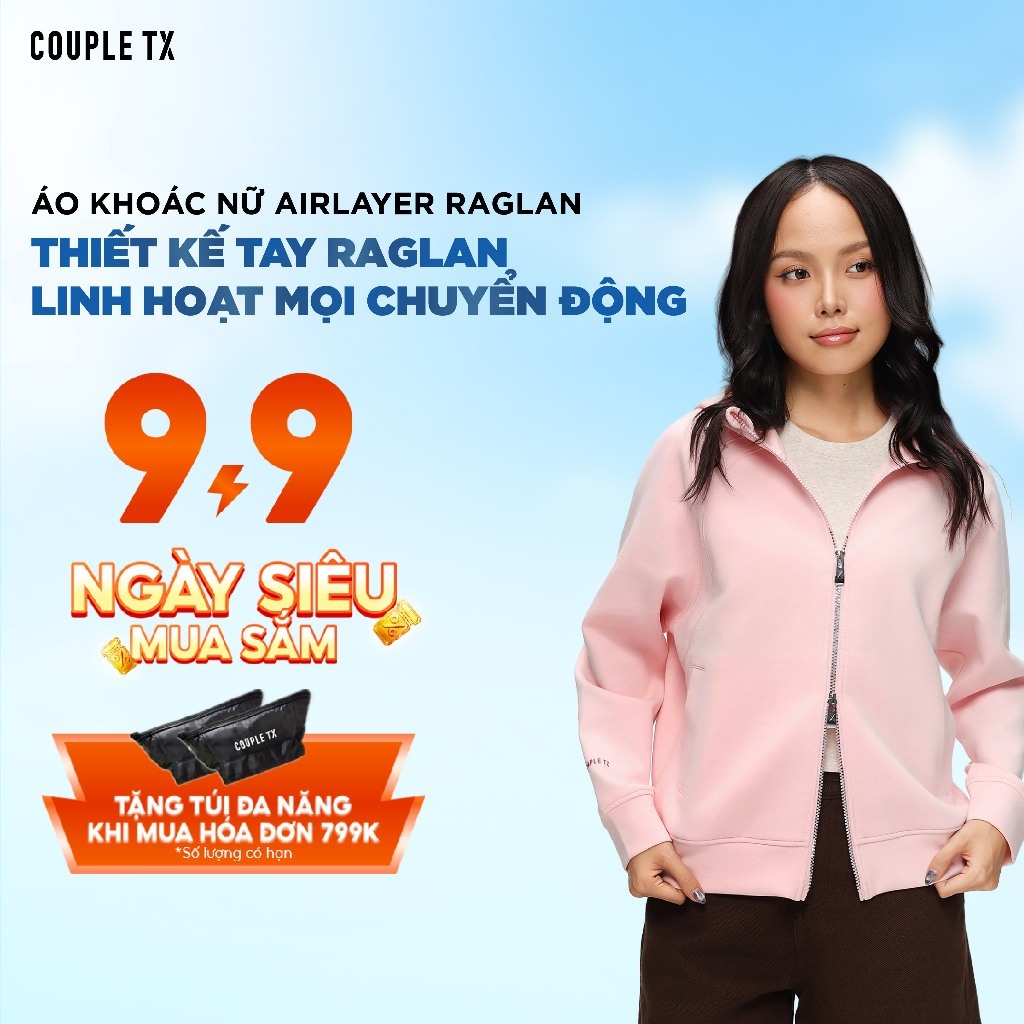 Áo Khoác Nữ Couple TX Vải Nỉ Thun Công Nghệ Airlayer Ver 2  Mềm Mịn Dây Kéo Silver Dáng Rộng WOK 2081