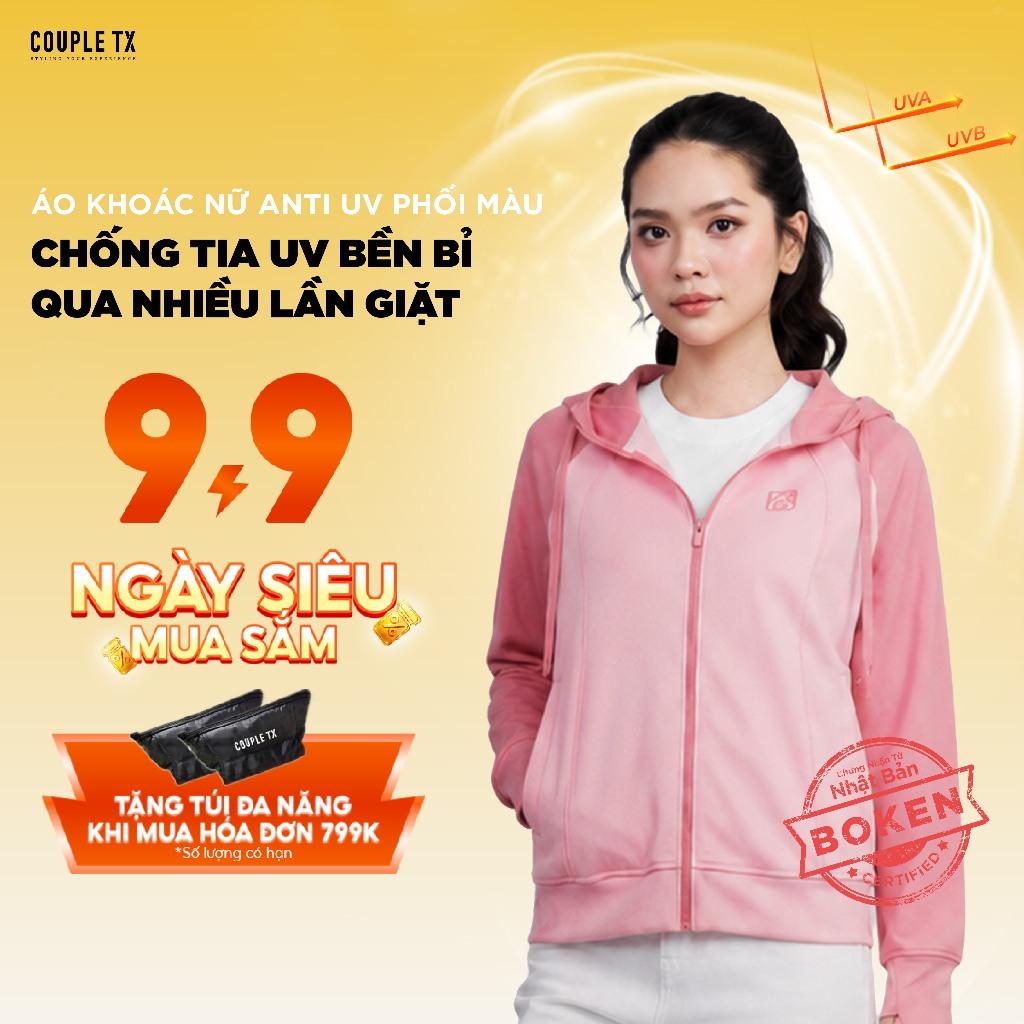 Áo Khoác Chống Nắng Nữ Couple TX Anti UV Raglan Color Form Relax WOK 2070