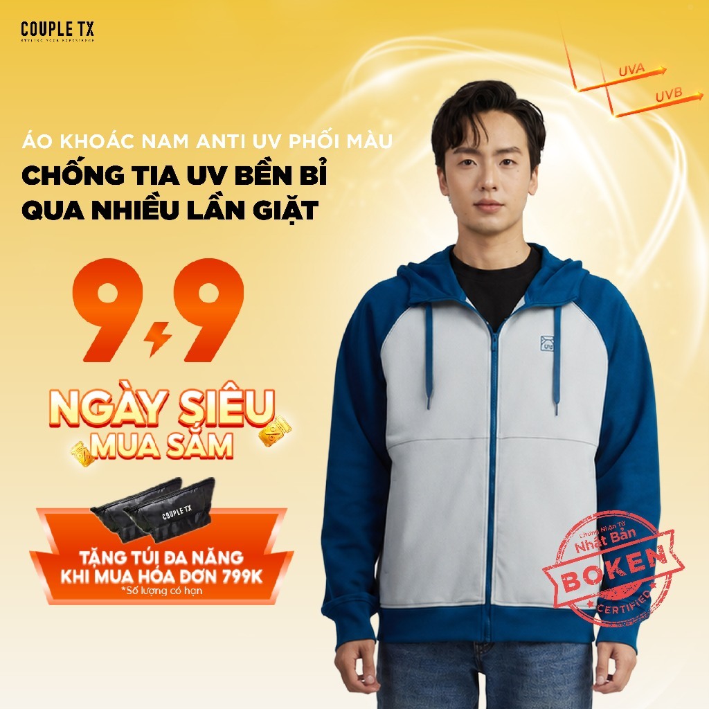 Áo Khoác Chống Nắng Nam Couple TX Anti UV Raglan Color Form Relax MOK 1070