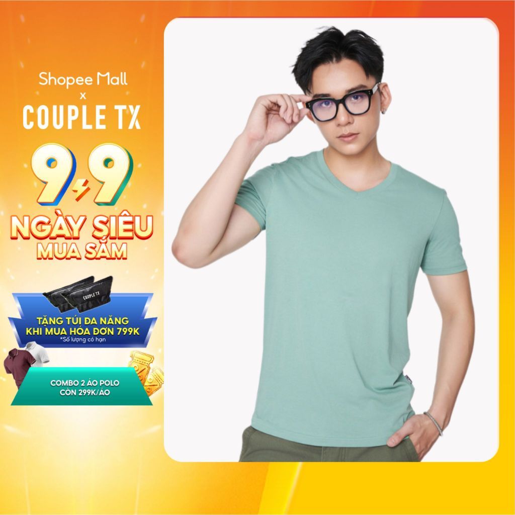 Áo Thun Nam Basic Couple TX Cổ Tim Slim Fit MTS 1326