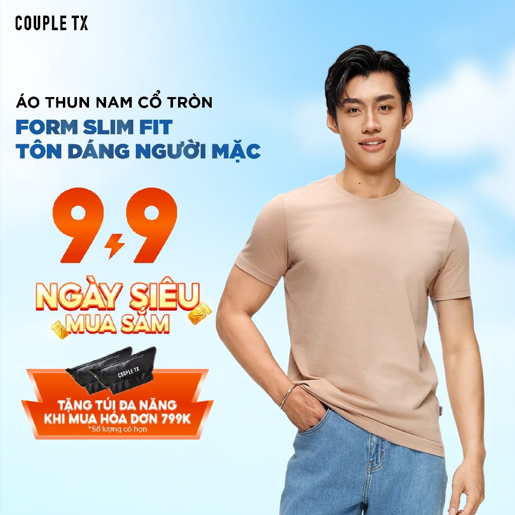 Áo Thun Nam Couple TX Trơn Basic Cổ Tròn Vải Đốm Form Slim Ôm Tôn Dáng MTS 1375