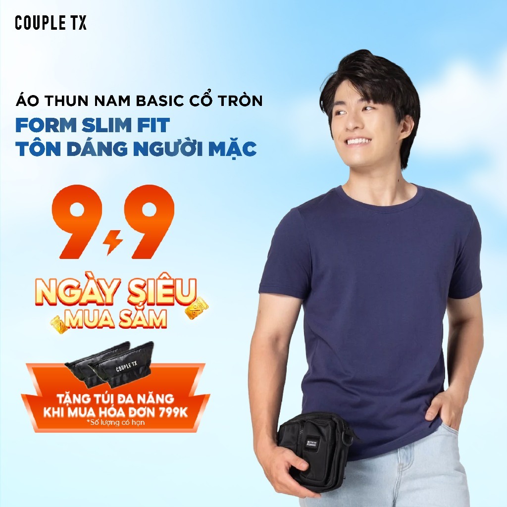 Áo Thun Nam Couple TX Trơn Basic Cổ Tròn Slimfit MTS 1325